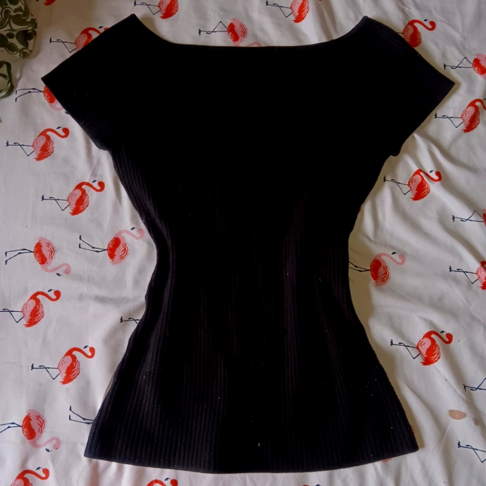 Elegant Black Ribbed Top